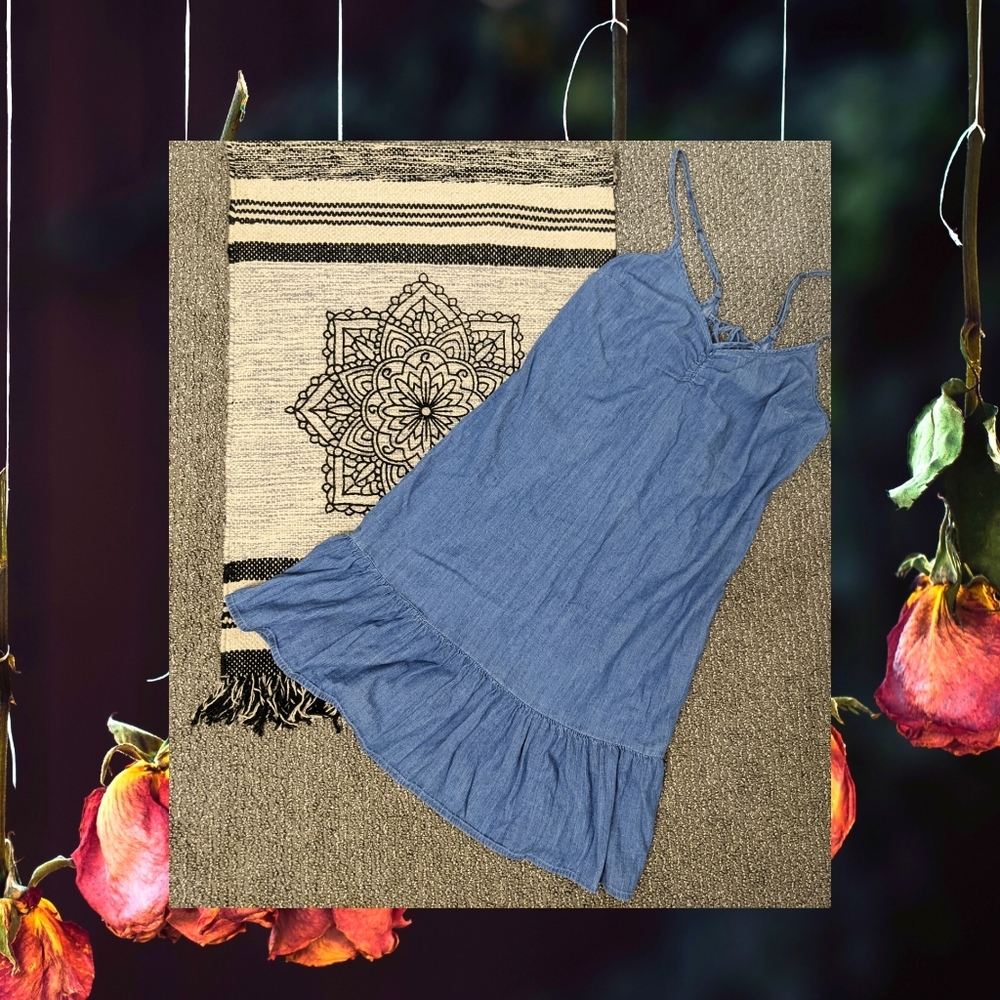 Frilled  Vintage Denim Dress